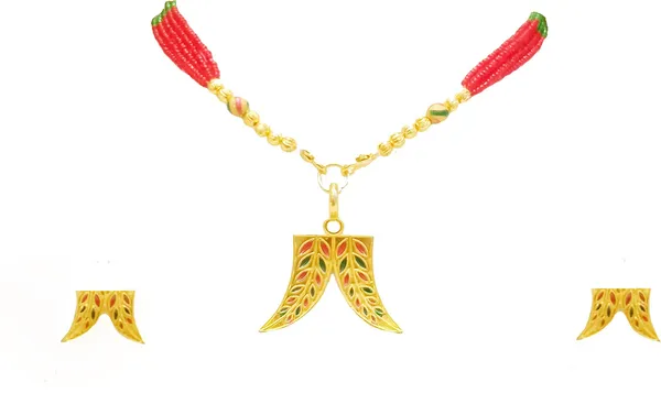Assamese_Traditional_Gold_Plated_Red_Green_Colour_Hatti_Danny_Tassel_Jewellery_Set_For_Women